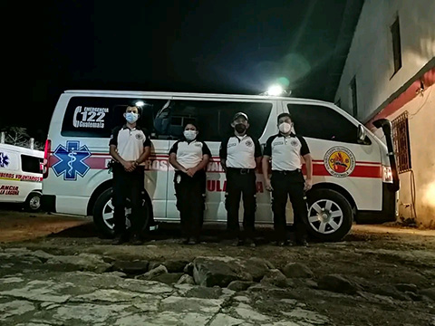 Medics with their transport
